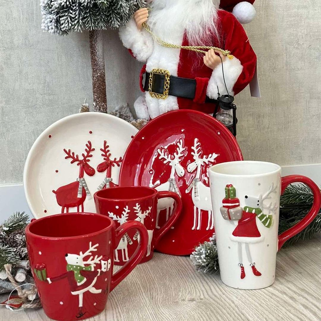 Conjunto de Porcelana Natalino com 5 Peças