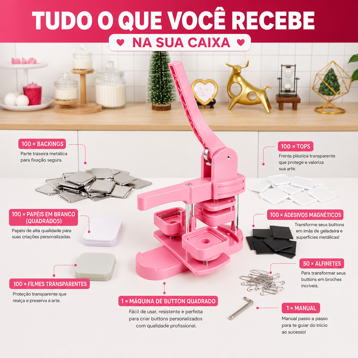 Máquina Para Fazer Ímãs Com Fotos e Botões