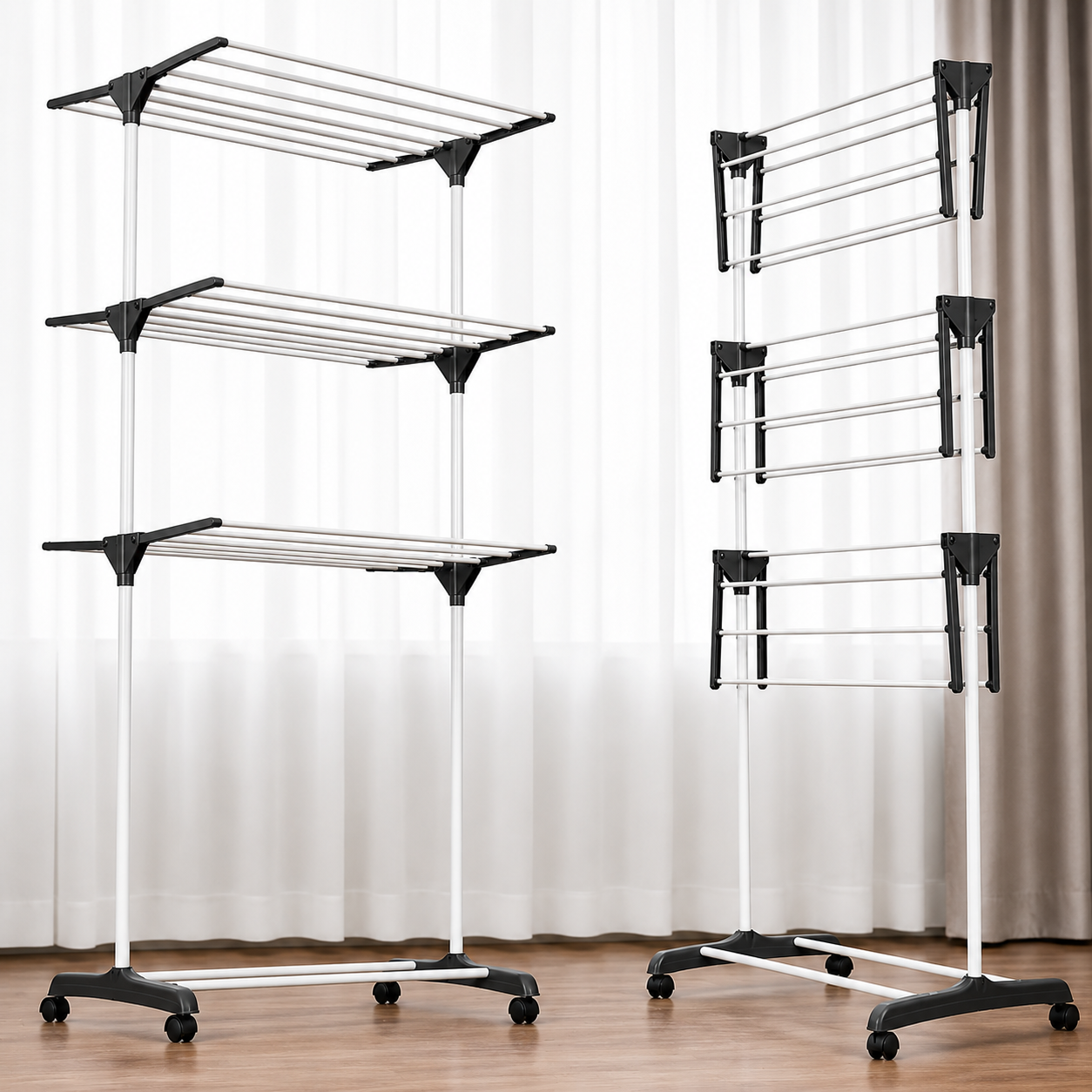 Varal Vertical 3 Andares com Rodas 360° – Seca Mais em Menos Espaço
