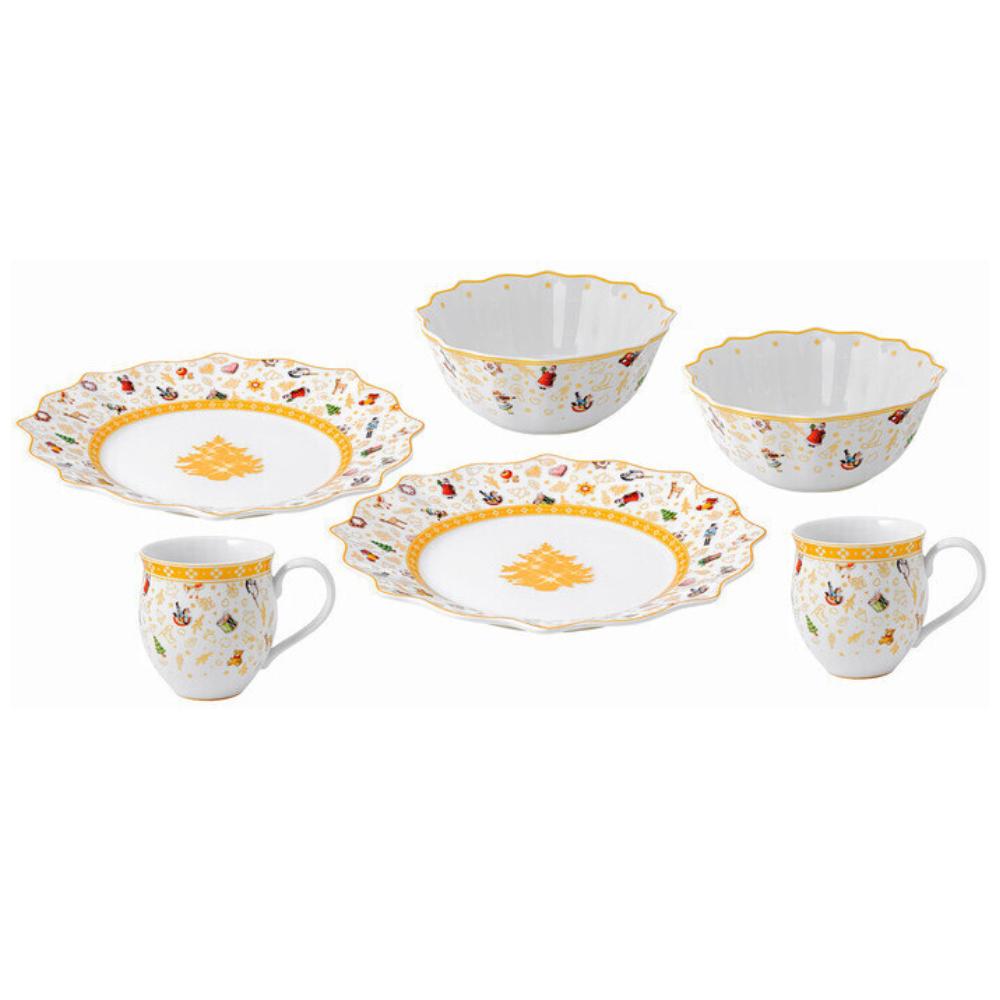 Aparelho de Jantar Natalino Dourado - 6 Peças