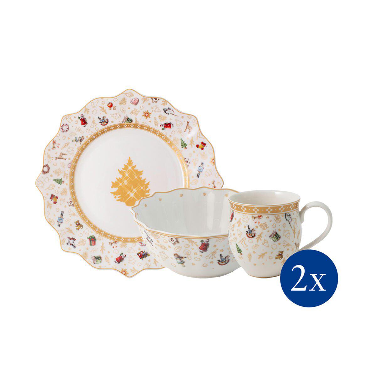 Aparelho de Jantar Natalino Dourado - 6 Peças