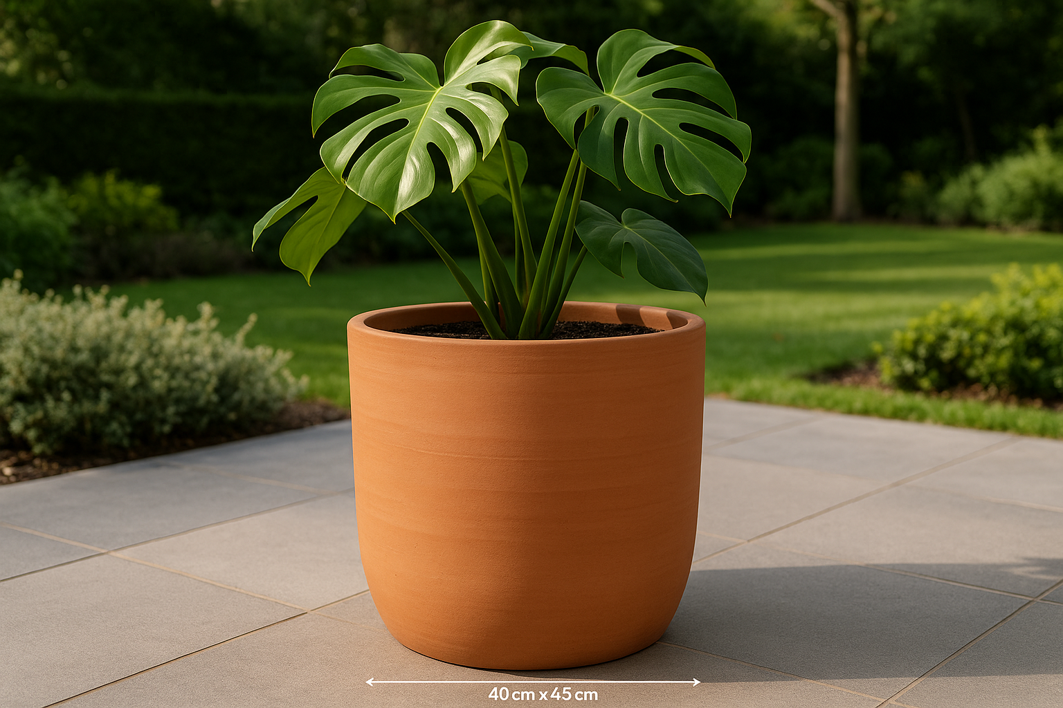 Vaso de Cerâmica Grande Terracota com Drenagem 40x45cm